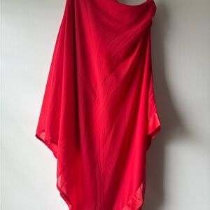 VENUS Red Asymmetrical Cocktail Dress with Dolman Sleeves